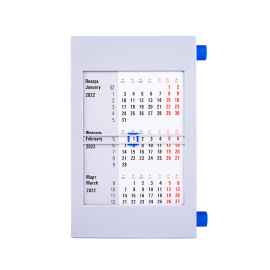 Календарь настольный на 2 года, серый с синим, 18х11 см, пластик, шелкография, тампопечать, Цвет: синий, серый