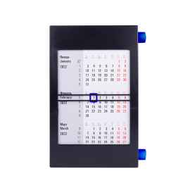 Календарь настольный на 2 года, черный с синим, 18х11 см, пластик, тампопечать, шелкография, Цвет: синий, черный