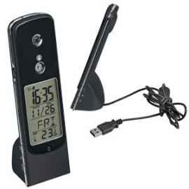 Интернет-телефон с камерой,часами, будильником и термометром, 17х5х4 см, пластик, Цвет: Чёрный