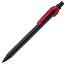 SNAKE, ручка шариковая, красный, черный корпус, металл, Цвет: красный, черный