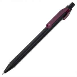 SNAKE, ручка шариковая, бордовый, черный корпус, металл, Цвет: бордовый, черный