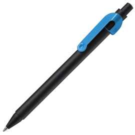SNAKE, ручка шариковая, голубой, черный корпус, металл, Цвет: голубой, черный