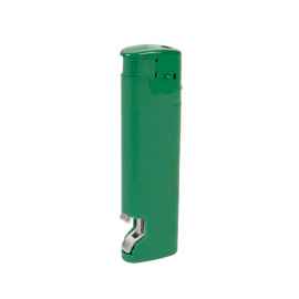 Зажигалка пьезо ISKRA с открывалкой, зеленая, 8,2х2,5х1,2 см, пластик/тампопечать, Цвет: зеленый