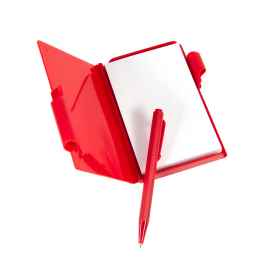 Блокнот для записей с авторучкой, красный, 10,5х7,9х1,1 см, пластик, тампопечать, Цвет: красный