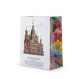 Пакет маленький Сугревъ с изображением собора   'Спаса на Крови', Цвет: разные цвета, Размер: 14 х 11 х 6 см