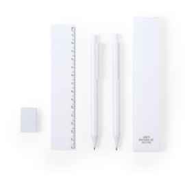Набор из ручки, карандаша, линейки и ластика, с антибактериальным покрытием RIPLY белый, пластик, Цвет: белый