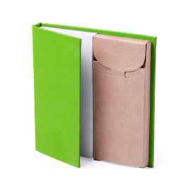 Набор LUMAR: листы для записи (60шт) и цветные карандаши (6шт), зеленый, картон, дерево, Цвет: зеленый