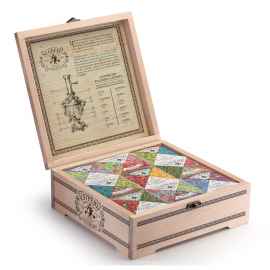 Подарочный набор Сугревъ в деревянной коробке без лого, коллекция из 9 чаёв, Цвет: бежевый