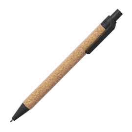 Ручка шариковая YARDEN, черный, натуральная пробка, пшеничная солома, ABS пластик, 13,7 см, Цвет: Чёрный