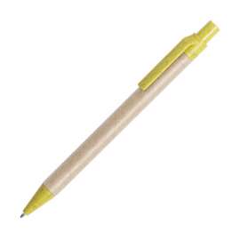 Ручка шариковая DESOK, желтый, переработанный картон, пшеничная солома, ABS пластик, 13,7 см, Цвет: желтый