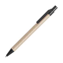 Ручка шариковая DESOK, черный, переработанный картон, пшеничная солома, ABS пластик, 13,7 см, Цвет: Чёрный