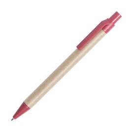 Ручка шариковая DESOK, красный, переработанный картон, пшеничная солома, ABS пластик, 13,7 см, Цвет: красный