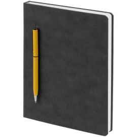 Ежедневник Magnet Chrome с ручкой, серый с желтым, Цвет: желтый, серый