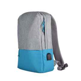 Рюкзак 'Beam', серый/голубой, 44х30х10 см, ткань верха: 100% полиамид, подкладка: 100% полиэстер, Цвет: серый, голубой, Размер: 40*30*10 см