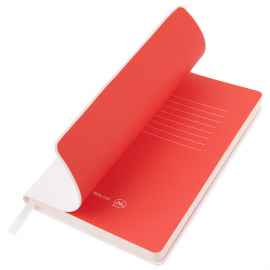 Бизнес-блокнот FUNKY SNOW, 130*210 мм, белый с красным форзацем, мягкая обложка, блок в точку, Цвет: белый, красный