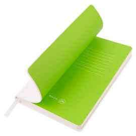 Бизнес-блокнот FUNKY SNOW, 130*210 мм, белый с зеленым форзацем, мягкая обложка, блок в точку, Цвет: белый, зеленый