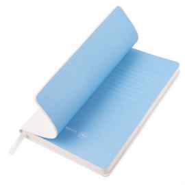 Бизнес-блокнот FUNKY SNOW, 130*210 мм, белый с голубым форзацем, мягкая обложка, блок в точку, Цвет: белый, голубой