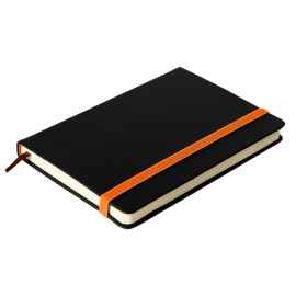 Ежедневник недатированный Ray, А5, черный/оранжевый, кремовый блок, без обреза, Цвет: черный, оранжевый