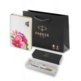 Подарочный набор: Шариковая ручка Parker IM Premium K318 Pearl GT и Ежедневник недатированный белый