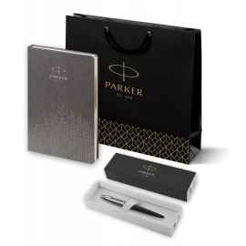 Подарочный набор: Шариковая ручка Parker Jotter Essential, Satin Black CT и Ежедневник  недатированный, серый
