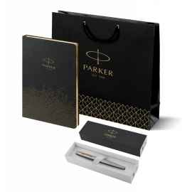 Подарочный набор: Ручка перьевая Parker Jotter Stainless Steel GT, Mblue и Ежедневник  недатированный, чёрный