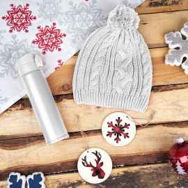 Подарочный набор WINTER TALE: шапка, термос, новогодние украшения, белый, Цвет: белый