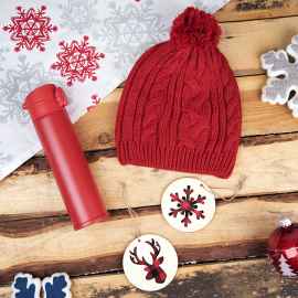 Подарочный набор WINTER TALE: шапка, термос, новогодние украшения, красный, Цвет: красный