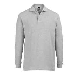 Рубашка поло мужская с длинным рукавом STAR, серый меланж, L, 85% х/б, 15% вис., 170 г/м2, Цвет: серый меланж, Размер: L