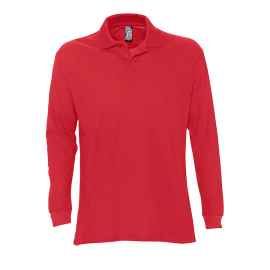 Рубашка поло мужская с длинным рукавом STAR, красный_XXL, 100% х/б, 170г/м2, Цвет: красный, Размер: 2XL