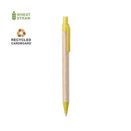 Ручка шариковая DESOK, желтый, переработанный картон, пшеничная солома, ABS пластик, 13,7 см, Цвет: желтый, изображение 2