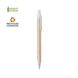 Ручка шариковая DESOK, бежевый, переработанный картон, пшеничная солома, ABS пластик, 13,7 см, Цвет: бежевый, изображение 2