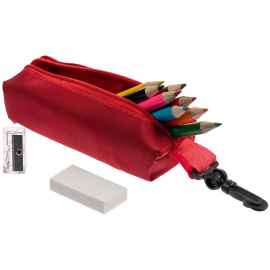 Набор Hobby с цветными карандашами, ластиком и точилкой, красный, Цвет: красный
