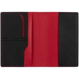 Обложка для паспорта Multimo, черная с красным, Цвет: черный, красный
