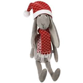 Игрушка Smart Bunny, в красном шарфике и шапочке, Цвет: красный