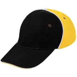 Бейсболка Unit Smart, черная со светло-желтым, Цвет: черный, желтый, Размер: 56-58
