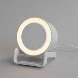 Bluetooth колонка-подставка 'Smart Sound' с беспроводным (10W) зарядным устройством и лампой, белый, Цвет: белый
