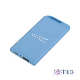 Зарядное устройство 'Theta' с фонариком, 4000 mAh, покрытие soft touch, голубой, Цвет: голубой
