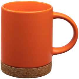 Кружка с пробковой подставкой Corky, оранжевая, Цвет: оранжевый, Объем: 400, Размер: диаметр 8,5 см, ширина с ручкой 1 высота 11,2 см2,8 см;
