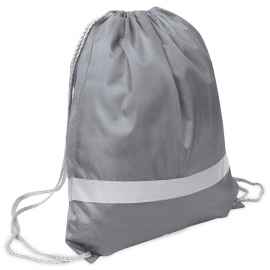 Рюкзак мешок со светоотражающей полосой RAY, серый, 35*41 см, полиэстер 210D, Цвет: серый