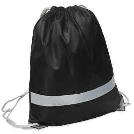 Рюкзак мешок со светоотражающей полосой RAY, черный, 35*41 см, полиэстер 210D, Цвет: черный