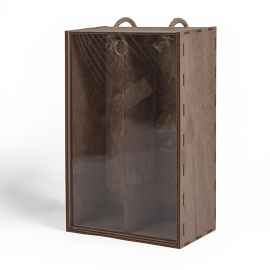 Ящик подарочный WINOTERRA с ручкой, дерево, акрил, 36 х 24,5 х 11 см, Цвет: коричневый