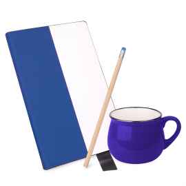Подарочный набор LAST SUMMER: бизнес-блокнот, кружка, карандаш чернографитный, синий, Цвет: белый, синий