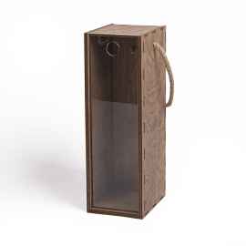 Ящик подарочный WINOTEKA с ручкой, дерево, акрил, 34,5 х 11,5 х 11 см, Цвет: коричневый
