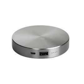 Универсальный аккумулятор 'UFO' (6000mAh) в подарочной коробке,темно-серый,8,6х1,5 см,металл, Цвет: серебристый