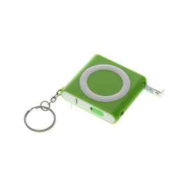 Брелок-рулетка (1м) с фонариком, зеленая, 5х5х1,2см, пластик, Цвет: зеленый