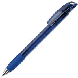 NOVE LX, ручка шариковая с грипом, прозрачный синий/хром, пластик, Цвет: синий, серебристый