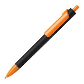 Ручка шариковая FORTE SOFT BLACK, черный/оранжевый, пластик, покрытие soft touch, Цвет: черный, оранжевый