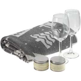 Набор с пледом и бокалами для вина «Снежность», ваниль, Размер: плед: 110х170 с, изображение 2