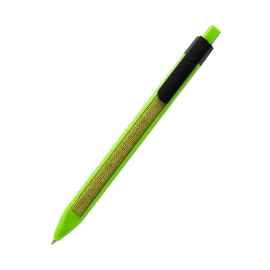 Ручка пластиковая с текстильной вставкой Kan, зеленая, Цвет: зеленый