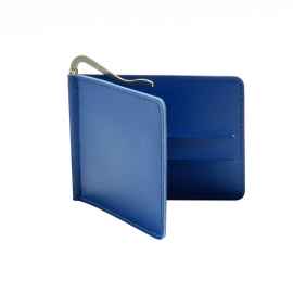 Держатель банковских карт Drogo с металлическим прижимом для купюр, синий, Цвет: синий